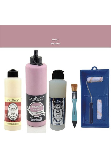 Banyo Mutfak - Multi H - 027 Sedona 500 ml Parlak Yüzey Ast 250 ml Taş Vernik Mat 250 ml Saten Rulo Set