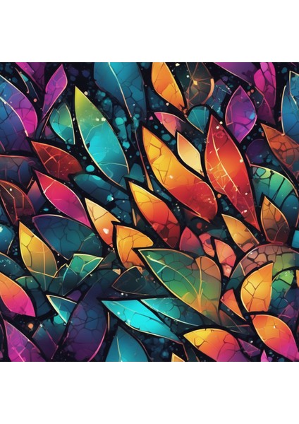 Renkli Baskılı Sayılarla Boyama Hobi Seti Çerçeveli 40X50 cm : Renkli Yapraklar