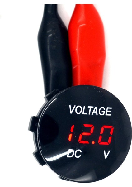 12V 24V Dijital Voltmetre 28MM Mini Yuvarlak 6-32V Arası