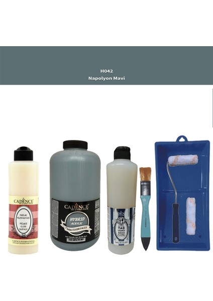 Banyo Mutfak - Multi H - 042 Napolyon Mavi 2000 ml Parlak Yüzey Ast 500 ml Taş Vernik 500 ml Satenruloset