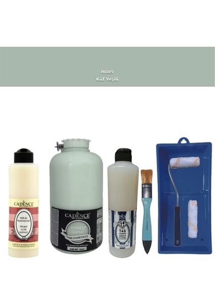 Banyo Mutfak - Multi H - 089 Küf Yeşili 2000 ml Parlak Yüzey Ast 500 ml Taş Vernik 500 ml Satenruloset