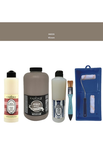 Banyo Mutfak - Multi H - 059 Vizon 2000 ml Parlak Yüzey Ast 500 ml Taş Vernik 500 ml Satenruloset