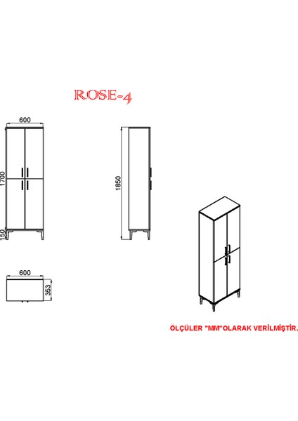 Rose-4 Çok Amaçlı Banyo Dolabı RSB07