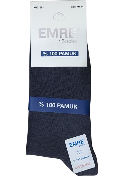 Trendcorap & Emre 6 Çift  Pamuklu Dikişsiz Burunlu Erkek Soket Çorap - Füme