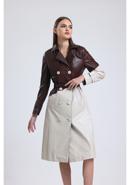 Kadın Deri Trençkot Palto