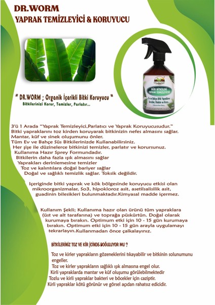 Yaprak Temizleyici , Koruyucu ve Parlatıcısı 500 ml