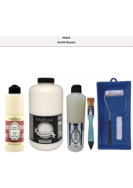 Banyo Mutfak - Multi H - 004 Antik Beyaz 2000 ml Par Yüzey Ast 500 ml Taş Vernik Mat 500 ml Satenruloset