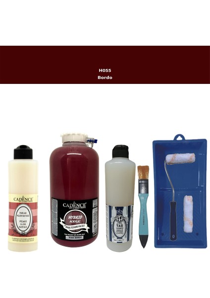 Banyo Mutfak - Multi H - 055 Bordo 2000 ml Par Yüzey Ast 500 ml Taş Vernik Mat 500 ml Satenruloset