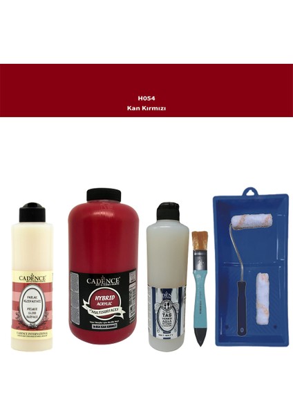 Banyo Mutfak - Multi H - 054 Kan Kırmızı 2000 ml Par Yüzey Ast 500 ml Taş Vernik Mat 500 ml Satenruloset