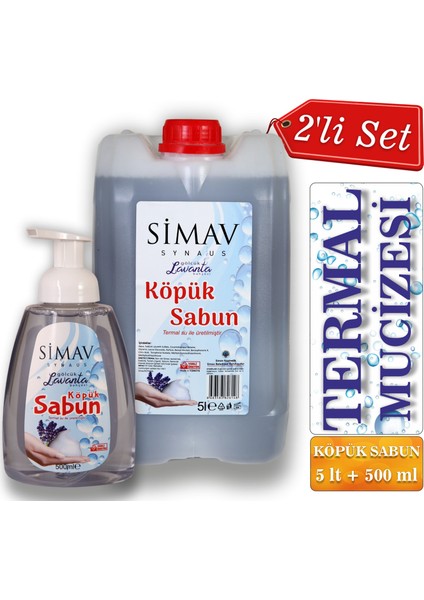 Termal Sulu Lavanta Özlü Köpük Sabun Seti 2'li - 5 lt + 500 ml