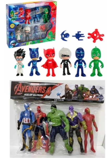 Pjmasks Pijamaskeliler 10'lu Figür +5'li Avengers Spiderman Thanos Ironmn Kaptan Amerika Oyuncak Set