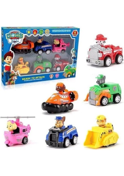 Paw Patrol Oyuncak Görev Araçları 6 Karakter Çek Bırak Araba - Tuka