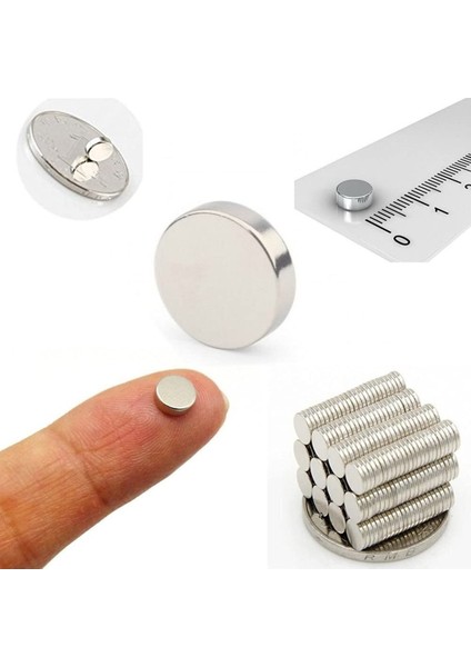 100 Adet Yuvarlak Neodyum Mıknatıs Magnetler Çap:5mm Kalınlık 1,5 mm