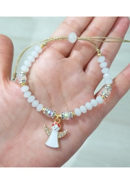 Beyaz Kristal Boncuklu Parlak Taşlı Beyaz Mineli Melek Yılbaşı Bileklik fırsatları