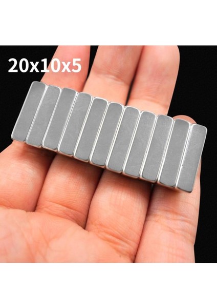 5 Adet Neodyum Mıknatıs Dikdörtgen, 20X10X5 Mm, Güçlü Magnet