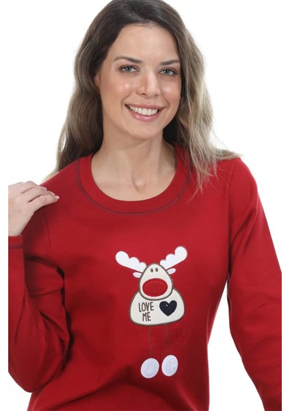 Pamuklu Kadın Pijama Takımı Kırmızı