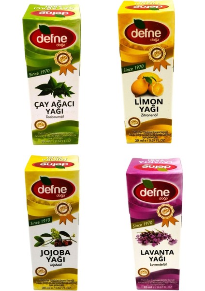 Sivilce - Akne Cilt Bakım Yağı Seti - Çay Ağacı, Jojoba, Lavanta, Limon