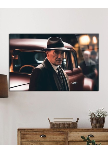 Yapay Zeka Atatürk Portresi Cam Tablo Ev ve Ofis Duvar Dekoru