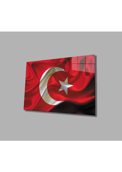 Dalgalanan Türk Bayrağı Cam Tablo Waving Turkish Flag