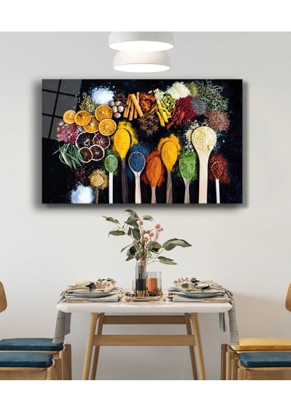 Kaşıklarda Baharatlar Cam Tablo Fruits On Spoon