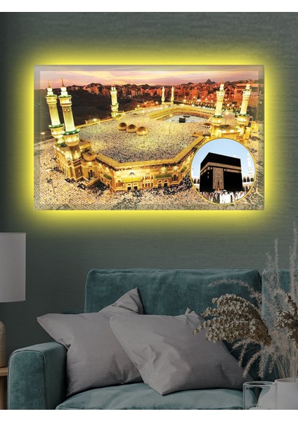 LED Işıklı Kâbe'i Muazzama Tablo 100 x 70