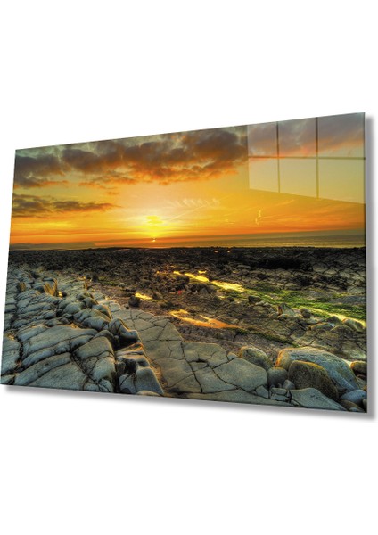 Gün Batımı Taşlar Cam Tablo Sunset Stones Table