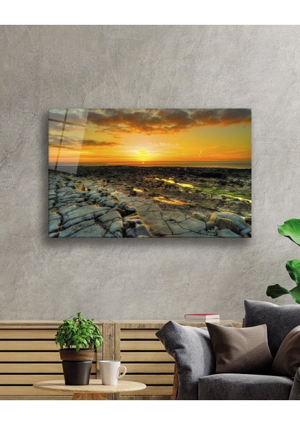 Gün Batımı Taşlar Cam Tablo Sunset Stones Table