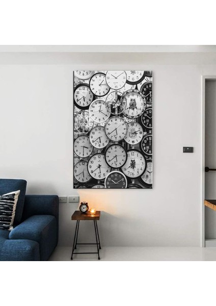 Dekoratif Soyut Sanat Saatler Kanvas Tablo