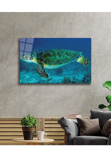 Deniz Kaplumbağası Cam Tablo Sea Turtle