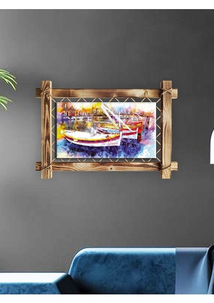Kayık Modern Kanvas Rustik Tablo Tek Ebat