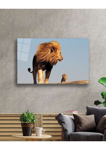 Aslan Cam Tablo Lion Table