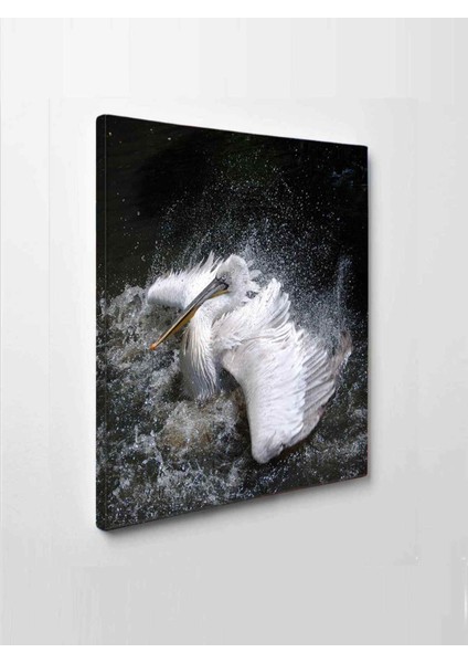 LED Işıklı Beyaz Flamingo Dekor Tablo 50 x 35