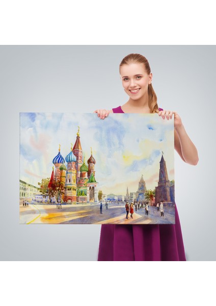 Kremlin ve Kızıl Meydan Aziz Basil Katedrali Moskova TABLO-3559