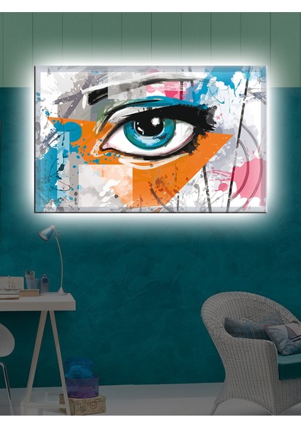 LED Işıklı Yağlı Boya Görünümlü Göz Tablo 70 x 50