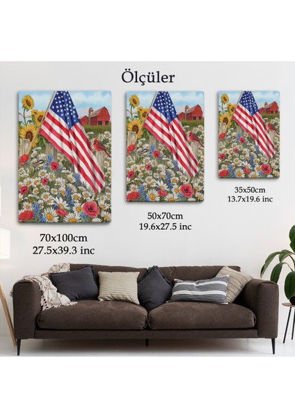 Güzel Bahçe Içierisindeki Amerka Bayrağı Duvar TABLOSU-6278