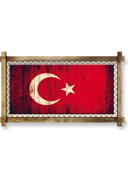 Türk Bayrağı Modern Kanvas Rustik Tablo Tek Ebat