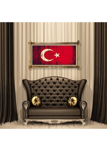 Türk Bayrağı Modern Kanvas Rustik Tablo Tek Ebat