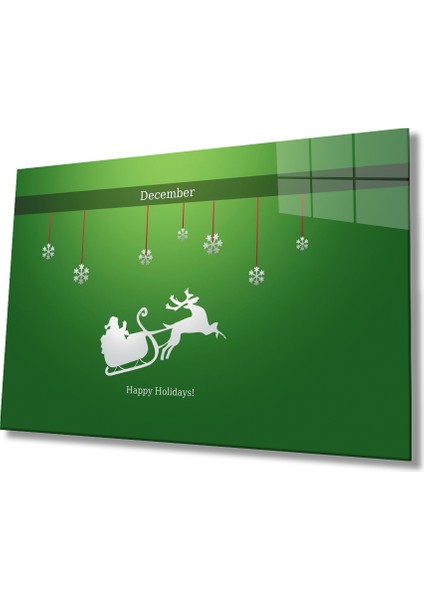Yeşil Happy Holidays Cam Tablo