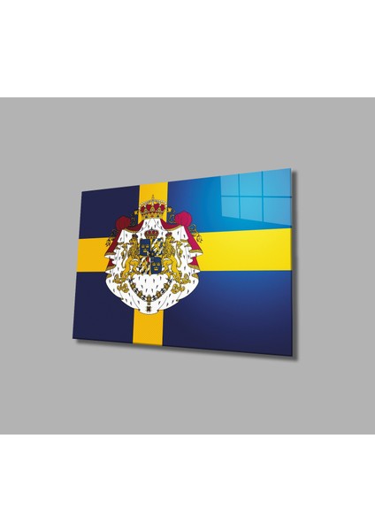 Isveç Bayrağı Cam Tablo Swedish Flag