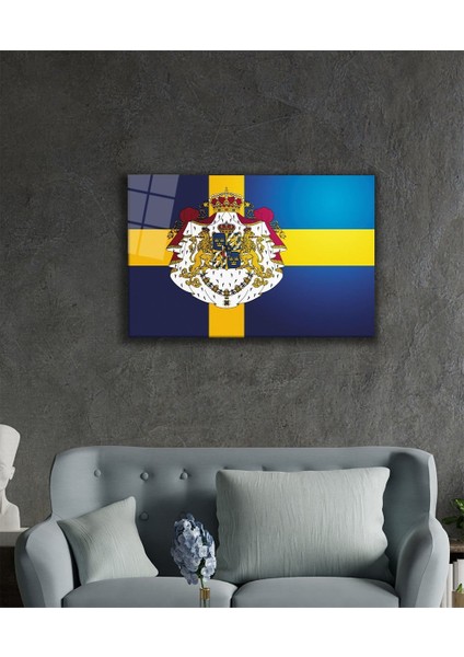 Isveç Bayrağı Cam Tablo Swedish Flag