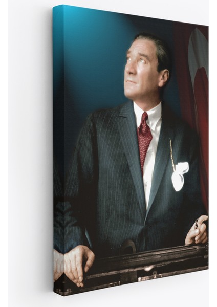 Atatürk Portre Tablosu Mustafa Kemal Atatürk Dikdörtgen Dekoratif Kanvas Tablo-Co-64