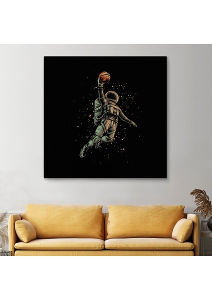 Ay'da Basketbol Oynayan Astronot Kanvas TABLO-5067