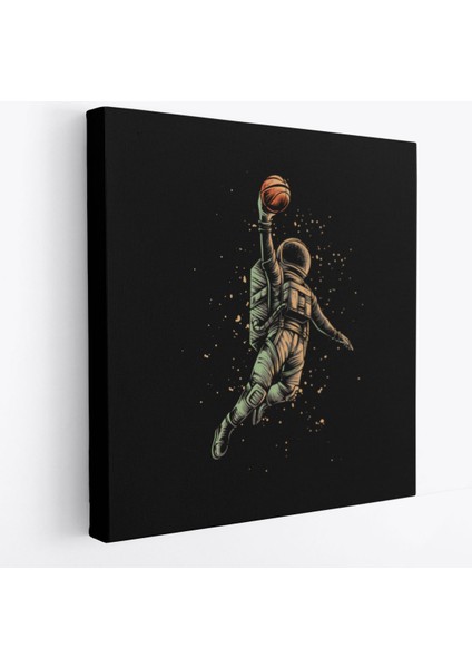 Ay'da Basketbol Oynayan Astronot Kanvas TABLO-5067