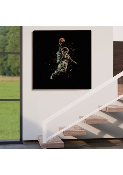 Ay'da Basketbol Oynayan Astronot Kanvas TABLO-5067