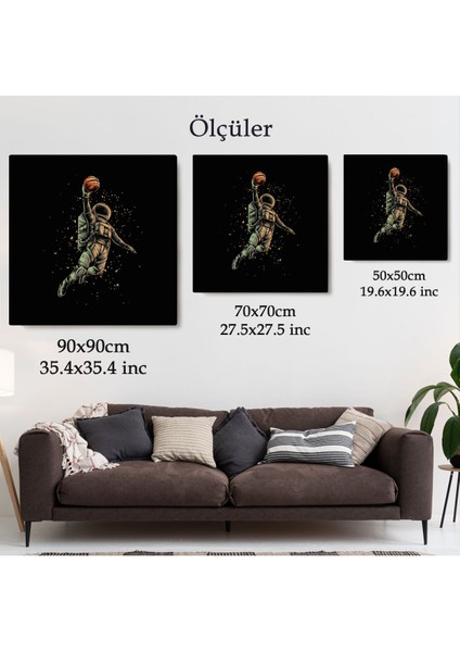 Ay'da Basketbol Oynayan Astronot Kanvas TABLO-5067