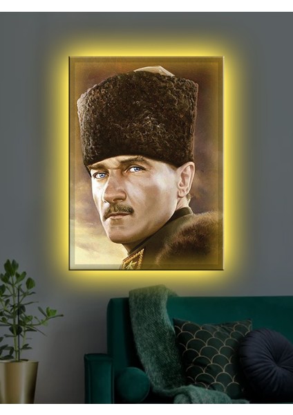 LED Işıklı Mustafa Kemal Atatürk Kanvas Tablo 100 x 70