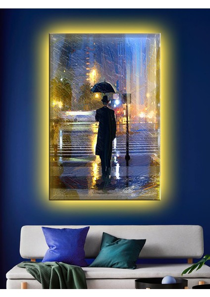 LED Işıklı Şemsiyeli Adam (Sanat Sevenlere) 70 x 50