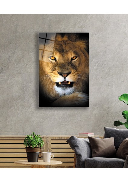 Aslan Hayvan Cam Tablo