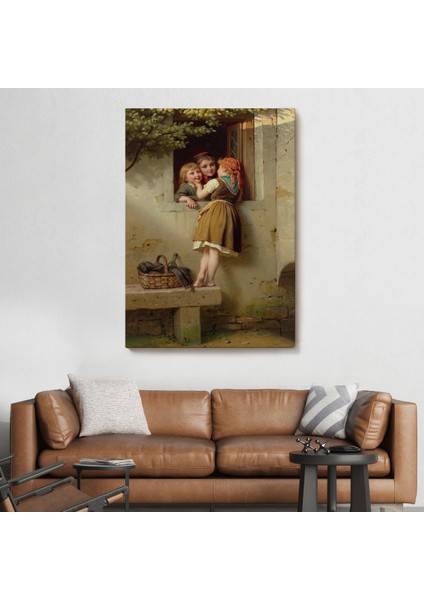 Pencerede Sohbet Eden Çocuklar Tablosu, Johann Georg Meyer Von BREMEN-6305