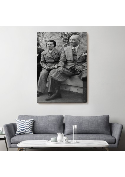Atatürk Portre Tablosu Mustafa Kemal Atatürk Dikdörtgen Dekoratif Kanvas TABLO-FT-144